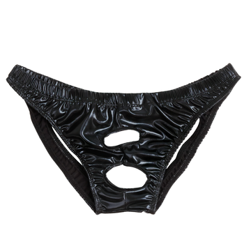 Shiny Wet Look Leather Bikini Gay Underwear / Sexy Open Butt Sissy Panties with Holes - EVE's SECRETS